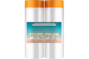 LLPT Nastro e Drappo Pellicola per Mascheratura Pre-Nastrata | 150cm (Non Piegata) x 20m | Ciascuna Confezione da 2 | Panni per Verniciatura a Spruzzo per Pareti auto Protezione da Polvere (MFT1502)