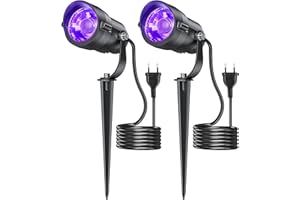 ‎HIBOITEC 12W Schwarzlichtlampe mit 1.5M Kabel Stecker, Schwarzlicht Strahler Gartenstrahler Wasserdicht, 270° Drehwinkel Schwarzlicht Halloween Strahler für Party, Leuchtreklame, Neonfarben, Garten