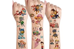 SUNYOVIME 8 Feuilles Tatouage Enfant Pat Patrouille,Tatouage Ephemere Enfant Paw Patrol kit,Etanche Faux Tatouage Enfant Garçon Fille,Cadeau Anniversaire Enfants Invites Petit Cadeau Pinata Décoration De Fête