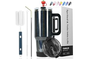 WATERSY Dubbelväggig 40 oz kaffemugg To Go, termosmugg i rostfritt stål, vakuumisolerad drickmugg med handtag och sugrör, ter