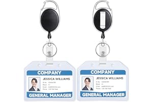 Teskyer 2 Pezzi Porta Badge Retrattili, Plastica Extra Spesso, Morbido, Trasparente, Orizzontale Porta Badge, Dimensioni Interne 9 x 5,4 cm
