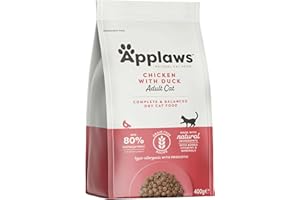Applaws Complete and Grain Free Dry Cat Food 400g, Adult Chicken with Extra Duck (400g Bag)