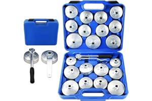 DASBET 23PCS Oil Filter Removal Cap Wrench Garage Socket Set Automotive Removal Garage Tool Wrench Socket Adapter Remover Tool Kit with Spanner