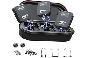 SYNCO G2 A2 Pro 2.4G Microphone Lavalier sans Fil 1-Trigger-2 150Hz Low Cut avec écran Couleur TFT 150m Plage de Fonctionnement Stable Charge Rapide pour Youtube VLOG Streaming