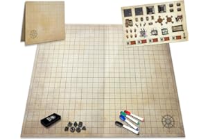 Melee Mats DND Map Starter Kit para juego de Dungeons & Dragons – 23 x 27 pulgadas, doble cara, borrado en húmedo/seco, rejilla de terreno de batalla – La mejor experiencia de juego de tablero de mesa
