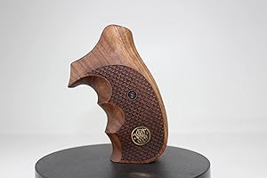 Deep Grips Brand Smith Wesson K/L/X – Walnussholzrahmen mit runder Spitze und gelbem Logo-Paillettenmuster