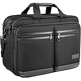 bagasin Laptoptas, laptoptas, aktetas, geschikt voor laptops tot 17,3 inch, uitbreidbare waterdichte schoudertas, draagtas, notebooktas, pc-computertas