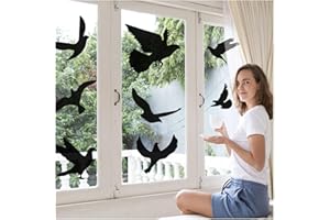 HSYTEK 22 naklejki okienne, ochrona przed ptakami, duże naklejki na okno, odporne na kolizję, PCW, ochrona przed ptakami, czarne ptaki dekoracyjne, naklejki na szybę