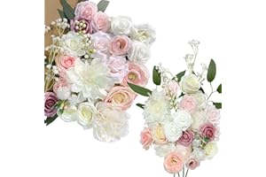 ORGMEMORY Künstliche Blume mit Stielen, Kuenstliche Blumen Dusty Rose, Verschiedene Kunstblumen, Hochzeitsdeko Blumen fuer Tisch, Tortendeko Hochzeit Essbar, Deko Blumen fuer Hochzeitstorten(Zartes Rouge)