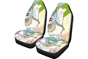 Woisttop Vordersitzbezug, Motiv: Niedliches Alpaka, weicher Sitzschutz, Schalensitz, Autozubehör für SUV, Van, Limousine, Weich 2 Stück