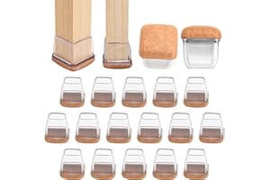 ZOOTSING 16 Protezioni per Gambe della Sedia da 28 mm, Tappi di Protezione per Gambe Della Sedia con Feltro, per Mobili, Semplici Piedini per Piedini in Silicone Trasparente per Proteggere i Pavimenti