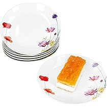 MamboCat Marie Set van 6 gebakbordjes I Porseleinen ontbijtborden met bloemenweide-decor voor 6 personen I kleine borden voor salade, dessert, fingerfood & Co
