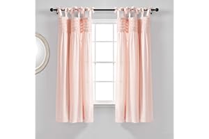 Lush Decor, Blush Lydia Curtains Ruffle Window Panel Set for Living, Dining, Bedroom (Pair), 63” x 40