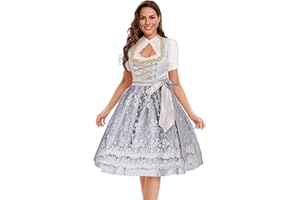 BSEICAL Dirndl Damen Midi Elegante Lila, Dirndl Bluse Damen mit Bluse Spitze & Dirndl & Schürze Set 3 Teilig, Trachtenrock Knielang Lang, Karneval Oktoberfest Outfit Hochgeschlossen Trachtenkleid Edles
