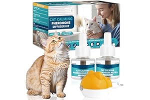 VICSOM 3 en 1 Cat Diffuseur Pheromones Chat Compatible avec Tous Les Diffuseurs Courants, Diffuseur Chat Anti Stress 60 Jours pour Soulager, La Relaxation Et L'anxiété (1 Diffuseur + 2 Recharges)