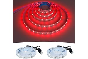 GOMING Tira LED USB 5V Rojo 620nm 120LED/2M 2835 SMD 4M (2m x 2Piezas) No Impermeable IP20 Luces LED para DIY Gabinete, Armario y más