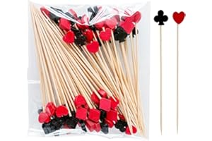 NOPKESV 80 Stück Holzspieße Poker-Anzüge Fingerfood Spieße Cocktail Zubehör Deko für Cocktail Obstspieße Partyspieße Burger Spieße (13 cm) (4 zufällig gemischt)