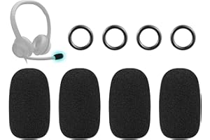SOULWIT 4Pcs Protective Microphone Foam Cover Pop Filter for Logitech H390/G432/G733, G/H/G Pro/Zone Series Headphones, Mic Cover Windscreen - Black