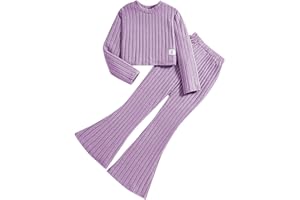 Generisch -2025 Traje de 2 piezas para niñas de manga larga camiseta sin vientre sudadera camisas acanaladas pantalones de bateo pantalones de chándal conjunto 4