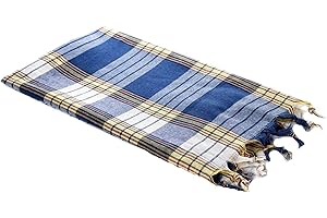 Carenesse Ręcznik hammam CLASSIC niebieska krata, 100% bawełna, 80 x 170 cm, lekki, mały rozmiar opakowania, pestemal, ręcznik do sauny, ręcznik kąpielowy, ręcznik plażowy, ręcznik z plecakiem,