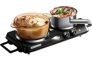 ‎STEINBORG Steinborg Elektrische Doppelkochplatte 2.500 Watt Campingkocher Herdplatte Kochfeld Camping 2 Kontrolleuchten Kochplatte Überhitzungsschutz aus Glas