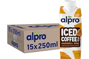 ‎ALPRO Alpro Iced Coffee Karamell Soja – Kaffee mit Sojadrink und Karamell – Von Natur aus laktose- und glutenfrei – Vegan und ideal für unterwegs – 15 x 250 ml
