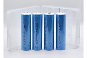 LIONPWR 4x Button Top 2600mAh - 7.5A (15A /50W max.), 3.7V EVE 26V - Rechargeable 18650 Li-Po Battery (Not AA). Real, tested capacity 2600-2750mAh. Suitable for Doorbells, Flashlights etc. + Case