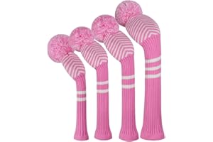 Scott Edward Set di 4 copritesta da golf in legno lavorato a maglia Fit Driver (460CC) Fairway Hybrid/UT Morbida e ben fatta Mantieni i club puliti