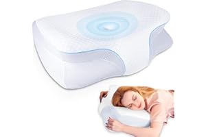 ‎SAHEYER SAHEYER Orthopädisches Kissen aus Memory Foam, Nackenstützkissen Kopfkissen Seitenschläferkissen, Ergonomisches Schlafkissen für Seiten, Rücken & Bauchschläfer 50 x 28 x 10.1/5.8cm