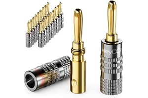 deleyCON 20 Stycken Bananpluggar Set - Guldpläterade Skruvbar för Högtalarkabel 0,75 mm - 4,5 mm & t.ex. HiFi Ljud Hemmabio M