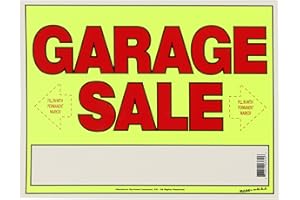 Sunburst Systems 3610 Garage Sale Sign 14" x 11" Neon, w/Directional Arrows & box to write info in, Weather Resistant
