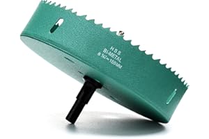 IHOMEPARK Sierras de Corona 155mm, M42 HSS Bi-Metal Coronas Perforadoras con Adaptador y Broca Piloto Profundidad de Corte 30mm, Abridor de Agujero para Metal Aluminio Madera PVC Plástico, Verde