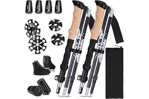 WILLONG Bastones Trekking, Bastones de Senderismo Ajustar la Longitud 115–135 cm,Palos Trekking Plegables, Bastones Marcha Nordica para Senderismo Alpinismo Trail Viaje
