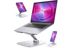 JIAWEN Laptop Stand - Ergonomic Aluminum Laptop Riser for Desk, Adjustable Multi-Angle/Size Notebook Stand with Heat-Vent, Portable Holder Compatible with MacBook Air/Pro, More Laptops (10-17'')