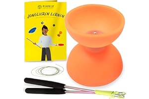 DIABOLO FREIZEITSPORT Diabolo Set para niños Principiantes con Comet Diabolo y Henry's Spare Cord I Set para Principiantes (Naranja neón)