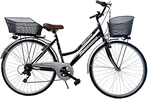MADICKS Bicicletta Donna da Passeggio Olanda Misura 28 Bici da città Vintage retrò con Cestino Nero Con Cambio