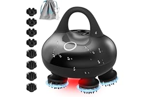 COMFIER Masajeador inalámbrico para el crecimiento del cabello con 3 modos de amasado, masajeador de cabeza impermeable con 8 garras para una limpieza profunda, rascador de cabeza, masajeador corporal