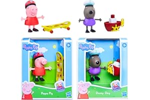 Toptoys2u Bargain Bundles Peppa Pig - 3" 8cm Poseable Articulated Figure & Accessory Sets - Peppa Pig Skateboard & Danny Dog