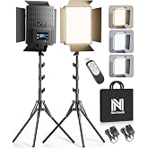 NiceVeedi Photography Lighting, 2Pack Bi-Color Studio Lights 2700-6500K 36W Dimmable LED Video Light Kit for Video/Game Strea