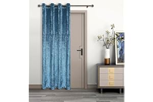 umlout Thermal Door Curtain Agra Teal Lined Crush Velvet Winter - Saves Energy, Prevents Draughts Reduces Heat Loss