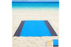 GARITE Stuoia Mare, 210x200CM Antisabbia Telo Mare Grande, Asciugatura Rapida Poliestere Stuoia Spiaggia, Asciugamano Mare con 4 Chiodi da Fissaggio, Mare Accessori Spiaggia per Picnic, Viaggi, Campeggio