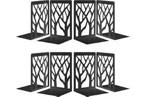 MSDADA Book Ends, Desk Bookends Heavy Duty, Book Ends Holder for Shelves, Metal Bookends for Office&School, Book Shelf Holder Home Decorative, Bookend Supports, Book Stoppers (Black, 4)