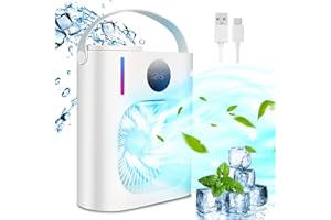 Carastek Mini Climatiseur Portable, Climatiseur Mobile 900ML Refroidisseur D'air Portable USB Air Climatiseur Ventilateur, 2 Modes de Brumisation, 12H Minuterie Adapté Pour La Maison Et Le Bureau