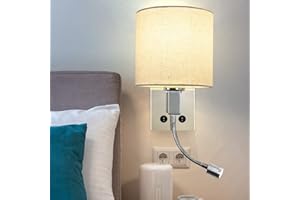 ZMH LED applique murale lampe de lit en tissu blanc lampe de lecture LED E27 lampe de lecture applique murale lampe de lit flexible lumière chambre salon salle à manger lampe éclairage intérieur