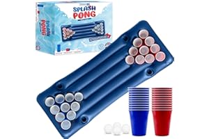 ORIGINAL CUP Splash Pong® | Table Beer Pong Gonflable Officielle + 22 Cups (11 Rouges & 11 Bleus) + 4 Balles | Kit Complet | Matelas Gonflable | Qualité Premium | Pool Party | Jeu d'Été | Plein Air | OriginalCup®