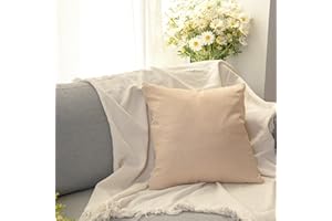 GREATOYAR Juego 2 Cojines de Imitación de Lino, Cojín con Relleno, Antiácaros e Hipoalergénica, para Sofá y Cama, Decoración del Hogar con Cremallera Invisible, 2 Unidades, 45x45cm, Color Beige