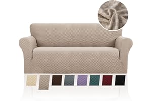 FIGOOO Funda para Sofá 3 Plazas a Jacquard Gofre Cubre Fundas de Sofá Elasticas con Reposabrazos Extraíble Lavable Antimanchas Protector Sofa de Muebles Anti Gatos Perros,Caqui