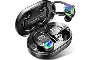 KUIZIL Cuffie Bluetooth Sport, Auricolari Bluetooth 5.3 HiFi Stereo Cuffie Wireless HD Mic Chiamata Cancellazione Rumore 50Ore Cuffiette Bluetooth con Display LED, IP7 Impermeabili Auricolari Wireless [2023]