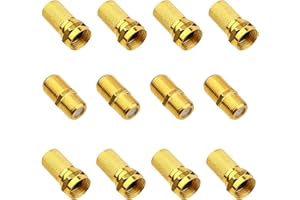 LUCKNIGHT Gold-Plated F-Connector Set - 8 x 7 mm F-Connector & 4 x SAT Adapter Connector F-Female to Coaxial Male Connector Extend Coaxial Cable Wide Nut with Rubber Seal for Satellite Cable BK Systems 4 Pairs