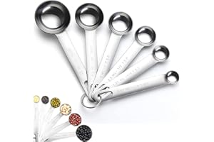 AONAYO Lot de 6 cuillères doseuses rondes en acier inoxydable - 6 tailles - Pour les produits de boulangerie, les épices, les ingrédients secs et volatils